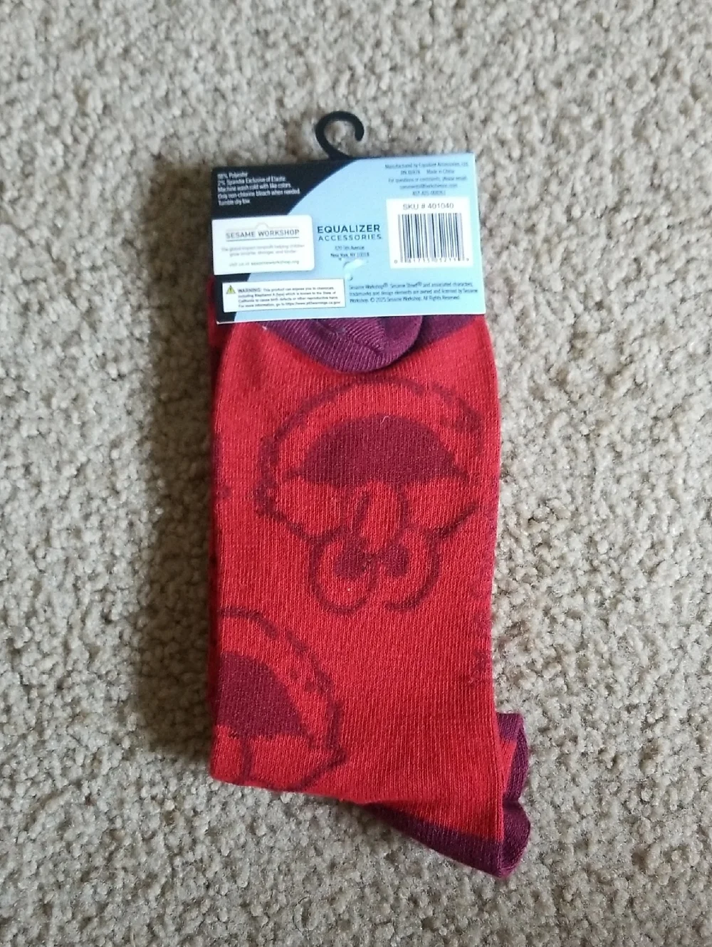Sesame Street Elmo Red & Maroon Crew Socks - Men